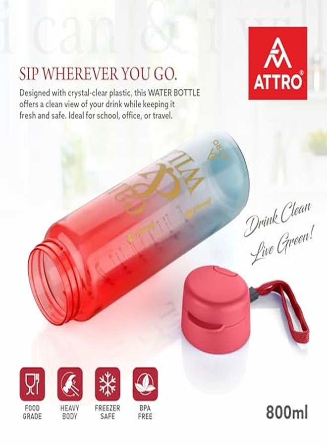 ATTRO Plastic Sports Buddy Deluxe Water Bottle BPA-Free with Leak-Proof Flip-Top Cap, Dual-Color for Gym, School, Office & Outdoor Use Red Blue 800ml - Image 4